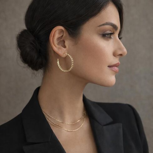 Clip On Earrings for Women, 14K Gold/Silver Statement Hoop Earrings Trendy Hypoallergenic Twisted Dangle Drop Earrings for Non Pierced Ears Jewelry Gifts in Saudi Arabia