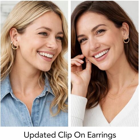 Clip On Earrings for Women, 14K Gold/Silver Statement Hoop Earrings Trendy Hypoallergenic Twisted Dangle Drop Earrings for Non Pierced Ears Jewelry Gifts in Saudi Arabia