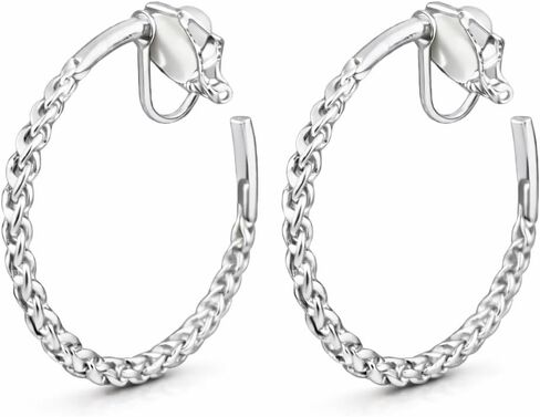 Clip On Earrings for Women, 14K Gold/Silver Statement Hoop Earrings Trendy Hypoallergenic Twisted Dangle Drop Earrings for Non Pierced Ears Jewelry Gifts in Saudi Arabia