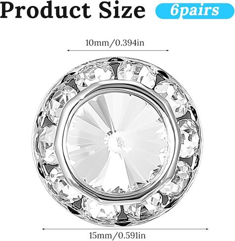 6Pairs Silver Clip on Earrings for Women, Dance Competition Earrings, Round Rhinestone Crystal Halo Earring for ance Stage Opera Performance Wedding Party Jewelry in Kuwait