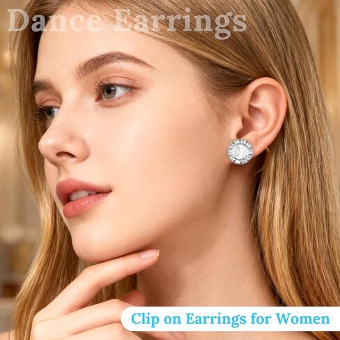 6Pairs Silver Clip on Earrings for Women, Dance Competition Earrings, Round Rhinestone Crystal Halo Earring for ance Stage Opera Performance Wedding Party Jewelry in Kuwait