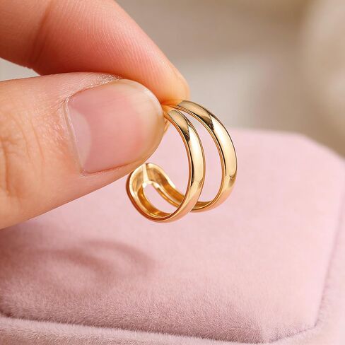5 Pcs Non Piercing Ear Cuffs Set for Women, Adjustable Clip on Cartilage Earrings, Trendy Stackable Fake Jewelry for Multiple Ear Piercing Look, Gold Tone in Kuwait