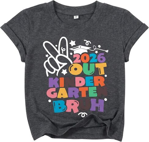 MAXIMGR Kindergarten Graduation Shirt for Kids Girls Boys Peace Out Kindergarten T-Shirt 2026 Last Day of School Tops in Kuwait
