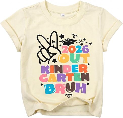 MAXIMGR Kindergarten Graduation Shirt for Kids Girls Boys Peace Out Kindergarten T-Shirt 2026 Last Day of School Tops in Kuwait