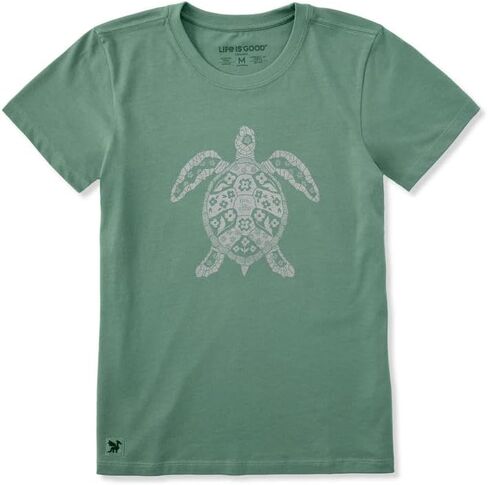 Life is Good. Women's Sea Turtle Floral Short Sleeve Crusher-LITE Tee, Granite Green in Saudi Arabia