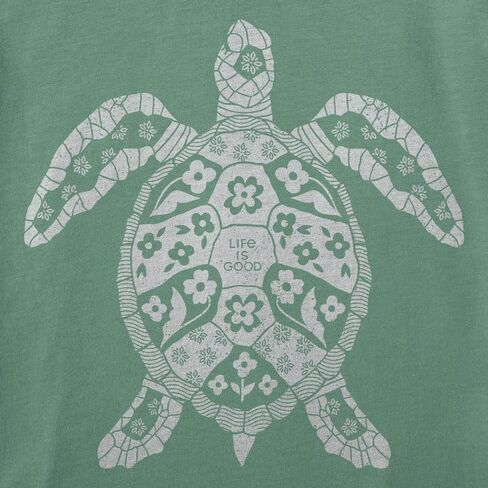 Life is Good. Women's Sea Turtle Floral Short Sleeve Crusher-LITE Tee, Granite Green in Saudi Arabia