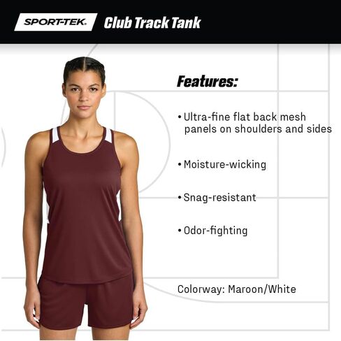 SPORT-TEK Women's Club Track Tank - Moisture-Wicking Racerback Workout Tank Top for Women, Lightweight & Breathable Mesh in Kuwait