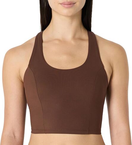 Amazon Essentials Women's Active Total Train Medium Support Gym Workout Racerback Crop Tank with Built-in Bra in Kuwait