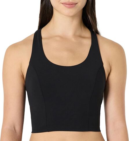 Amazon Essentials Women's Active Total Train Medium Support Gym Workout Racerback Crop Tank with Built-in Bra in Kuwait