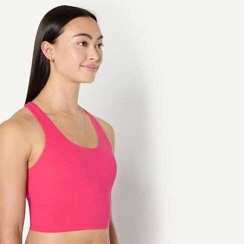Amazon Essentials Women's Active Total Train Medium Support Gym Workout Racerback Crop Tank with Built-in Bra in Kuwait