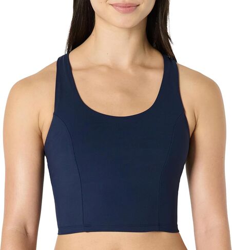 Amazon Essentials Women's Active Total Train Medium Support Gym Workout Racerback Crop Tank with Built-in Bra in Kuwait