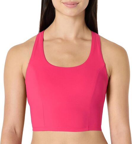 Amazon Essentials Women's Active Total Train Medium Support Gym Workout Racerback Crop Tank with Built-in Bra in Kuwait