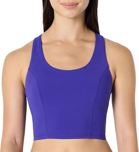 Amazon Essentials Women's Active Total Train Medium Support Gym Workout Racerback Crop Tank with Built-in Bra in Kuwait