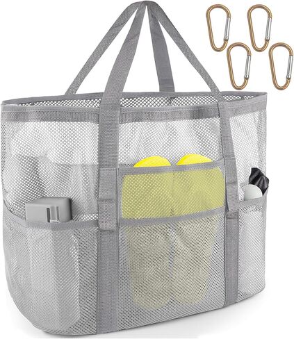SRISE Mesh Beach Bag - Large Beach Tote Bag for Family Beach Bag for Toys & Vacation Essentials in Kuwait