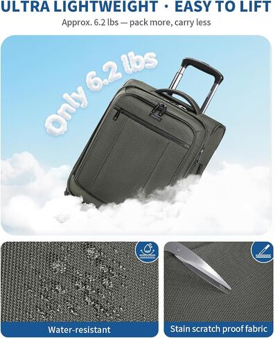 ECOHUB Carry On Luggage Airline Approved, 21 Inch Height Softside Carry On Suitcase with Spring Shock-Absorbing Spinner Wheels, Lightweight Travel Luggage with TSA Lock, Fits 22x14x9 Carry-On Bag in Kuwait