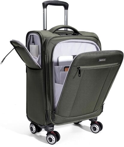 ECOHUB Carry On Luggage Airline Approved, 21 Inch Height Softside Carry On Suitcase with Spring Shock-Absorbing Spinner Wheels, Lightweight Travel Luggage with TSA Lock, Fits 22x14x9 Carry-On Bag in Kuwait