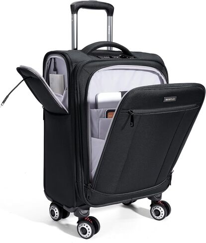 ECOHUB Carry On Luggage Airline Approved, 21 Inch Height Softside Carry On Suitcase with Spring Shock-Absorbing Spinner Wheels, Lightweight Travel Luggage with TSA Lock, Fits 22x14x9 Carry-On Bag in Kuwait