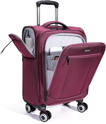 ECOHUB Carry On Luggage Airline Approved, 21 Inch Height Softside Carry On Suitcase with Spring Shock-Absorbing Spinner Wheels, Lightweight Travel Luggage with TSA Lock, Fits 22x14x9 Carry-On Bag in Kuwait