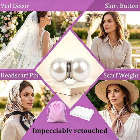 Pearl Veil Weights, 28 Pairs Magnetic Bridal Clips, Strong Hold Invisible Double-Sided Veil and Dress Weights for Outdoor Wedding Veils in Saudi Arabia