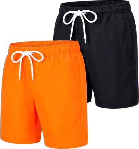 GENTABY 2 Pack Boys Swim Trunks Toddler Boys Swimming Shorts Quick Dry with Mesh Liner Beach Board Shorts 3-14 Years in Saudi Arabia