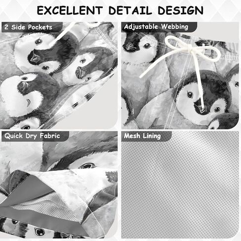 Unisex Swim Trunks Cartoon Cute Sharks Beach Board Shorts Quick Dry Swimsuit Swim Shorts in Kuwait