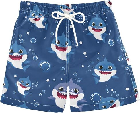 Unisex Swim Trunks Cartoon Cute Sharks Beach Board Shorts Quick Dry Swimsuit Swim Shorts in Kuwait