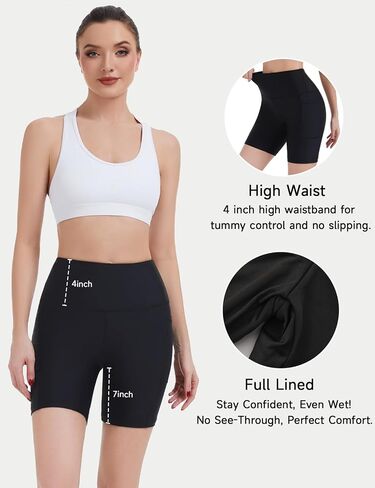 Ubestyle Women's 5"/7" Swim Shorts High Waisted Quick-Dry Swim Board Shorts with UPF 50+ Sun Protection, Pocket & Liner in Saudi Arabia