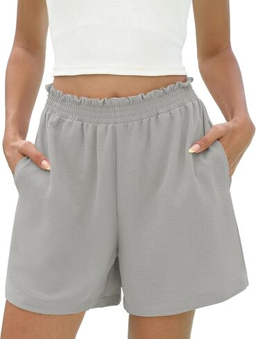 Micoson Women's 2026 Summer Casual Shorts with Pocket Elastic High Waisted Wide Leg Beach Shorts Cute Dressy Vacation Clothes in Kuwait