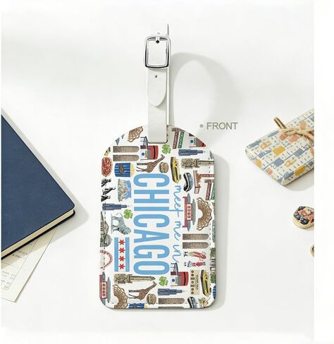 MAOFAED Chicago Gift Idea, Meet Me in Chicago Luggage Tag, Traveler Gift, State Pride Gifts, Suitcase Tag for Traveling (meetChicago) in Kuwait