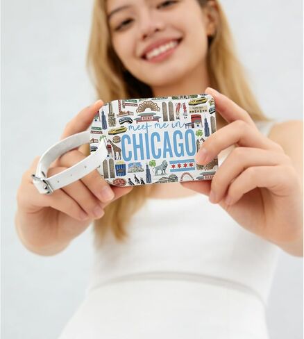 MAOFAED Chicago Gift Idea, Meet Me in Chicago Luggage Tag, Traveler Gift, State Pride Gifts, Suitcase Tag for Traveling (meetChicago) in Kuwait