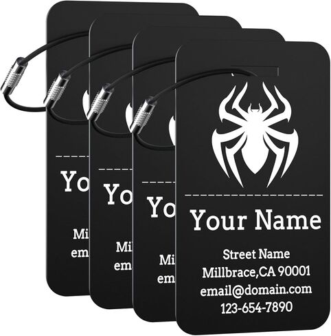 Personalized Luggage Tags 4 Pack, Custom Engraved Luggage Tags for Suitcase with Name/Text/Logo, Customized Metal Travel Tag Unique Luggage Tag with Steel Loop for Bag, Backpack (Lake Blue, Small) in Saudi Arabia