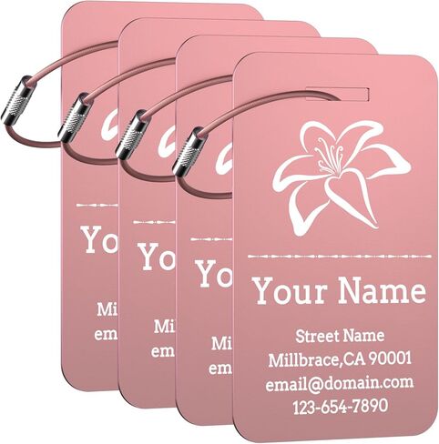 Personalized Luggage Tags 4 Pack, Custom Engraved Luggage Tags for Suitcase with Name/Text/Logo, Customized Metal Travel Tag Unique Luggage Tag with Steel Loop for Bag, Backpack (Lake Blue, Small) in Saudi Arabia