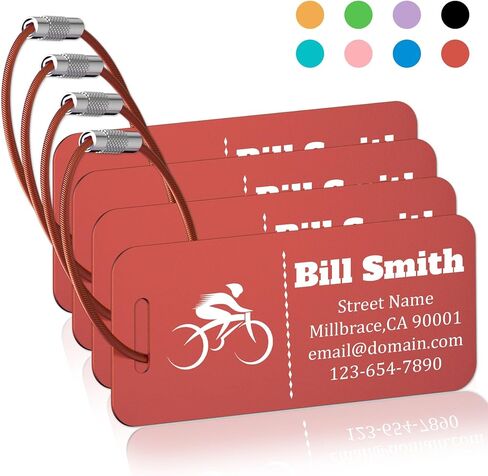 Personalized Luggage Tags 4 Pack, Custom Engraved Luggage Tags for Suitcase with Name/Text/Logo, Customized Metal Travel Tag Unique Luggage Tag with Steel Loop for Bag, Backpack (Lake Blue, Small) in Saudi Arabia