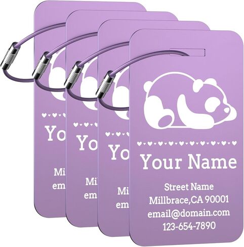 Personalized Luggage Tags 4 Pack, Custom Engraved Luggage Tags for Suitcase with Name/Text/Logo, Customized Metal Travel Tag Unique Luggage Tag with Steel Loop for Bag, Backpack (Lake Blue, Small) in Saudi Arabia