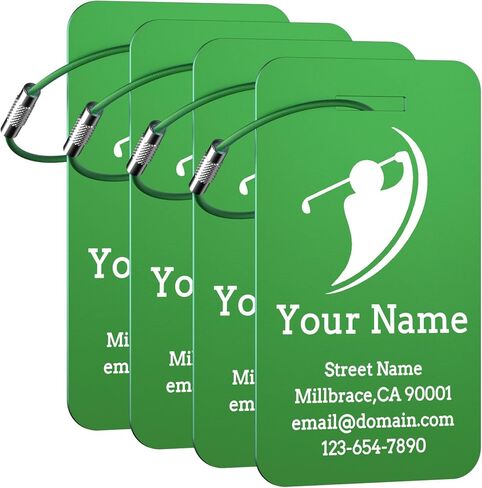 Personalized Luggage Tags 4 Pack, Custom Engraved Luggage Tags for Suitcase with Name/Text/Logo, Customized Metal Travel Tag Unique Luggage Tag with Steel Loop for Bag, Backpack (Lake Blue, Small) in Saudi Arabia