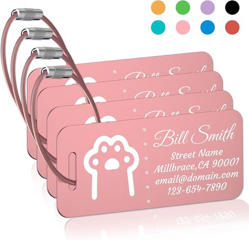 Personalized Luggage Tags 4 Pack, Custom Engraved Luggage Tags for Suitcase with Name/Text/Logo, Customized Metal Travel Tag Unique Luggage Tag with Steel Loop for Bag, Backpack (Lake Blue, Small) in Saudi Arabia