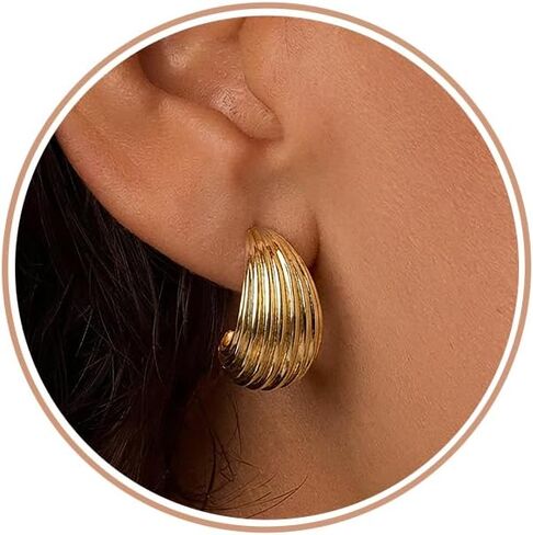 TOBENY Gold Statement Earrings For Women Trendy Chunky 14K Gold Plated Starfish Seashell Flower Stud Earrings Hammered Hypoallergenic Teardrop Dangle Summer Beach Vacation Jewelry in Saudi Arabia