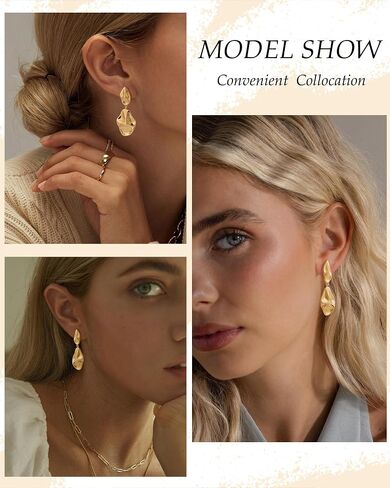 TOBENY Gold Statement Earrings For Women Trendy Chunky 14K Gold Plated Starfish Seashell Flower Stud Earrings Hammered Hypoallergenic Teardrop Dangle Summer Beach Vacation Jewelry in Saudi Arabia