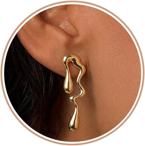 TOBENY Gold Statement Earrings For Women Trendy Chunky 14K Gold Plated Starfish Seashell Flower Stud Earrings Hammered Hypoallergenic Teardrop Dangle Summer Beach Vacation Jewelry in Saudi Arabia