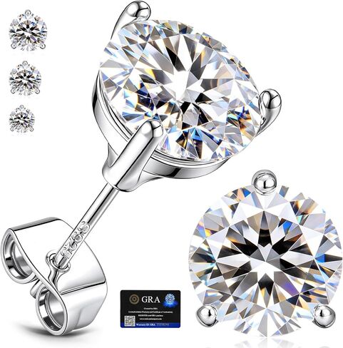 adoyi Moissanite Diamond Stud Earrings for Women 925 Sterling Silver Post 18K White Gold Plated Earring Hypoallergenic Dainty Flat Back Stud Earrings Jewelry for Women D Color VVS1 Clarity 1.0CT-2.0CT in Saudi Arabia