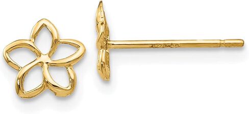 14k Yellow Gold Plumeria Post Earrings in Kuwait