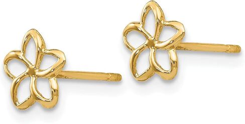 14k Yellow Gold Plumeria Post Earrings in Kuwait
