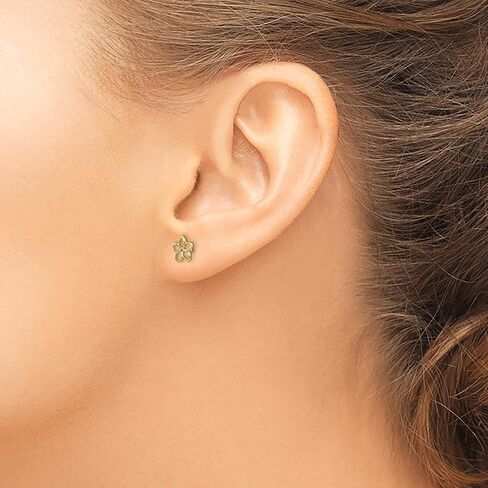 14k Yellow Gold Plumeria Post Earrings in Kuwait