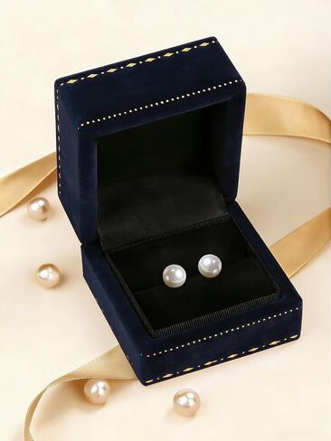 Pearl Stud Earrings for Women,14K Gold Plated S925 Silver Post,Freshwater Cultured 7-8mm Pearl,Hypoallergenic Four Leaf Clover Earrings in Kuwait