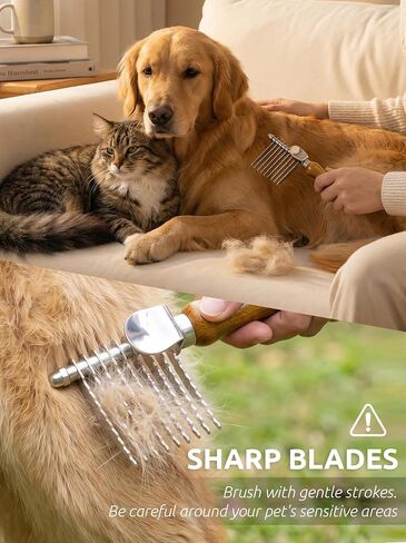 Takavu Metal Dog Comb for Removes Tangles and Knots, Cat Comb for Removing Matted Fur, Stainless Steel Smooth Round Teeth Grooming Tool with Wooden Handle for Grooming Pets Hair in Kuwait