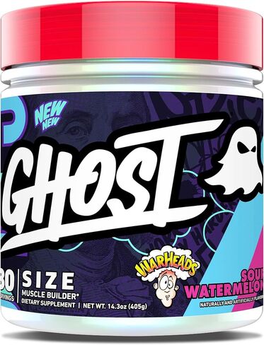 GHOST Size Muscle Builder Dietary Supplement - Cherry Limeade, 30 Servings – Support Muscle Growth & Strength Building for Men & Women - Creatine & Betaine - Free of Sugar & Gluten in Saudi Arabia