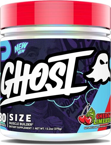 GHOST Size Muscle Builder Dietary Supplement - Cherry Limeade, 30 Servings – Support Muscle Growth & Strength Building for Men & Women - Creatine & Betaine - Free of Sugar & Gluten in Saudi Arabia