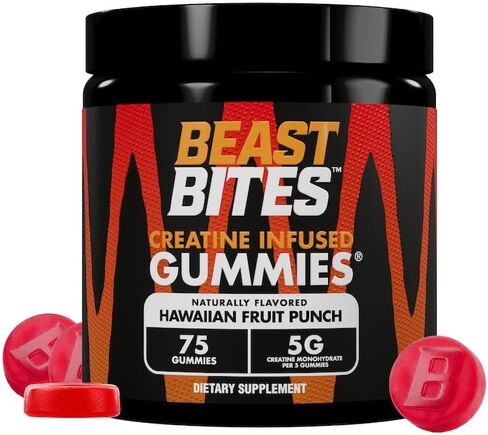 BEAST BITES Creatine Infused Gummies® - 5g Creatine Monohydrate Per Serving - NSF Certified for Sport, Clean Label Project Certified (150 Gummies, Sweet Blue Raspberry) in Saudi Arabia