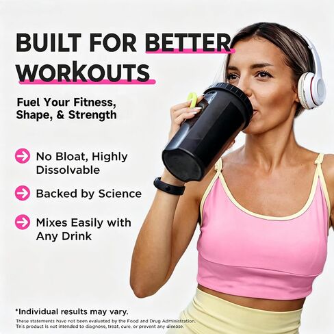 Creatine for Women – Micronized Creatine Monohydrate Powder with Collagen, BCAA, Myo-Inositol & Vitamin D3 – Muscle Growth, Strength & Energy Support – Pre & Post Workout – Peach Flavor, 30 Servings in Saudi Arabia