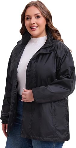 Women's Plus Size Rain Jacket Waterproof Windbreaker 1X-5X Wondproof Raincoat for Hiking Travel with Hood in Saudi Arabia